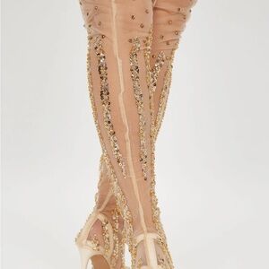 Fashion Nova Nude and Gold Heels